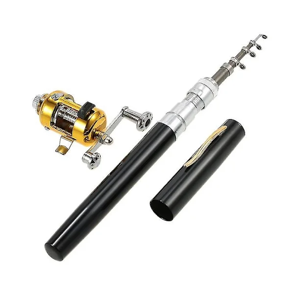 Fickbar fiskespö rulle combo mini penna fiskespö kit teleskopiskt fiskespö spinnrulle combo kit