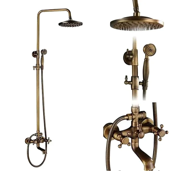 Duschblandare Set, Antik Mässing, Dubbla Knoppar, Antik mässing B01