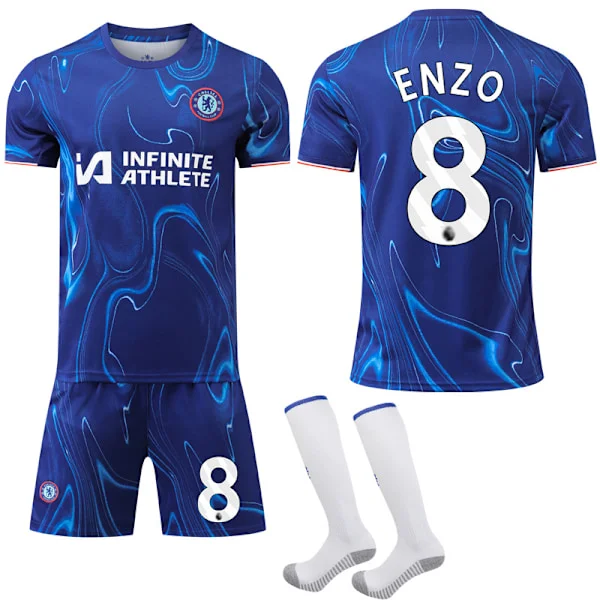 24-25 Chelsea F.C. Drakter NR.8 ENZO Skjorter Barn Voksen Fotballutstyr med Sokker