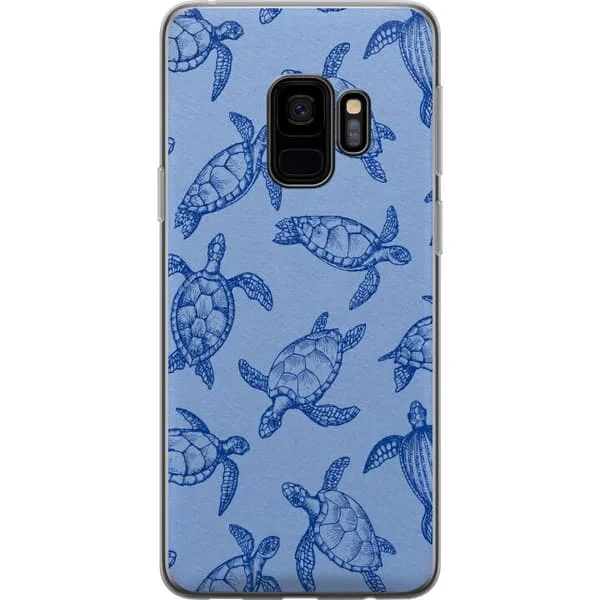 Yhteensopiva Puhelinkuori Samsung Galaxy S9 Koristeellinen kuva sinisillä merikilpikoilla vaalealla taustalla merellistä tunnelmaa varten
