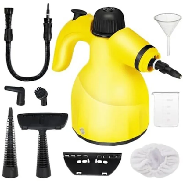 1000W Håndholdt Damprenser med 9 Tilbehør til Pletfjerning, Fedt, Bilsæder, Vinduer, Sofa, 350ml Tank