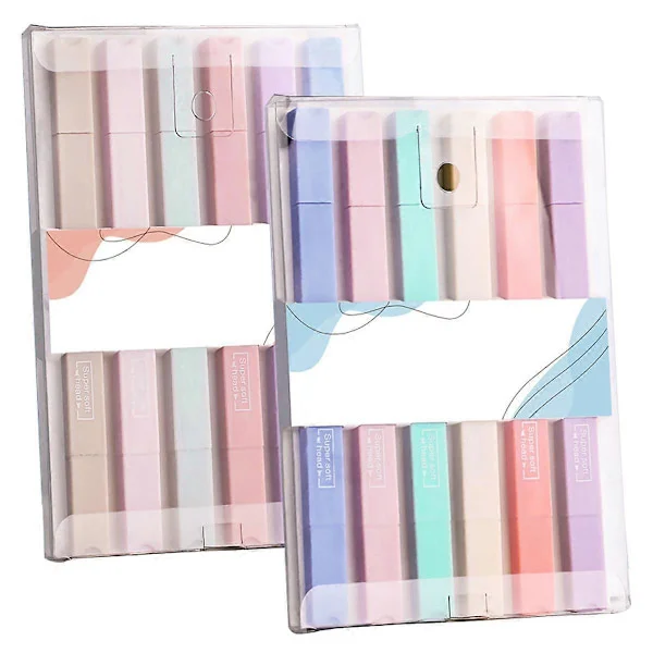 12 stk. Bibel Pastel Highlighters Milde Assorterede farver med Blød Mejselspids, Ingen Blødning Hurtigtørrende Let at Holde, Sød Æstetisk Highlighter 