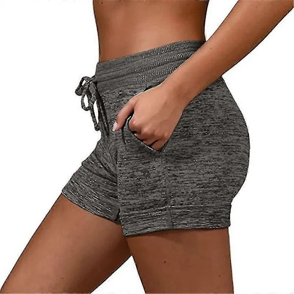 Plus Size Dam Elastiska Dragsko Shorts Gym Träning Sportshorts Byxor