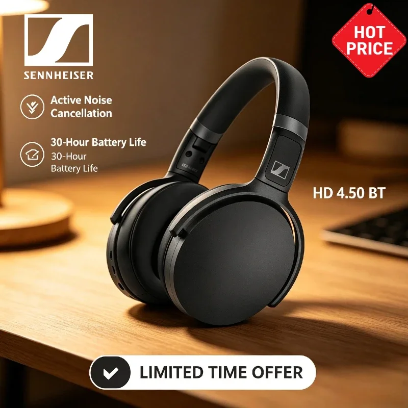 AliExpress - 2026 Original HD4.50 BTNC Sennheiser Kabellose Bluetooth-Kopfhörer Tiefer Bass Geräuschunterdrückung Stereo-Ohrhörer Gaming-Kopfhörer