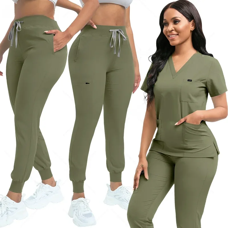 AliExpress - Ensemble de blouses extensibles pour femmes, uniformes de soins infirmiers, ensemble de blouses clinique, vêtements de travail anti-