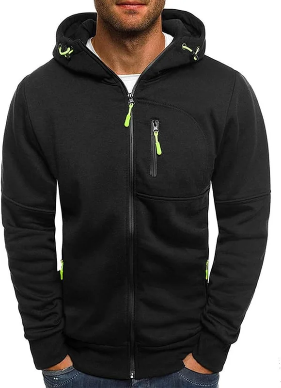 【NX】Luvtröja för män, sweatshirt med dragkedja, lätta jackor 2 svart