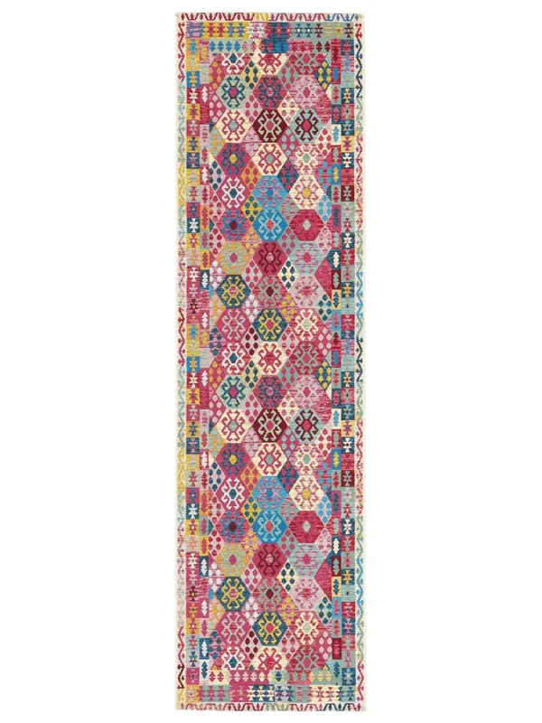 Ruva Kilim Dywan Wewnętrzny I Zewnętrzny Możliwość Prania 80X300 Mały Wielobarwne Chodnik
