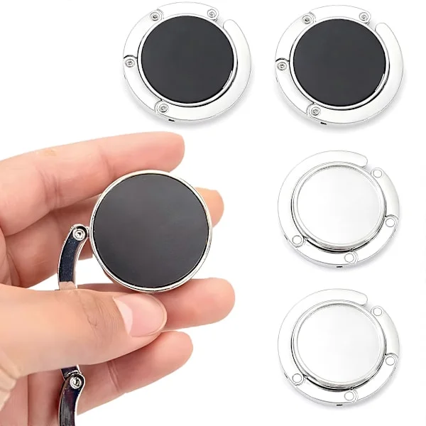 Portable Handbag Hooks 4-pack, Foldable Multifunctional Bag Hook for Tables, Desks, Restaurants, Silver Finish
