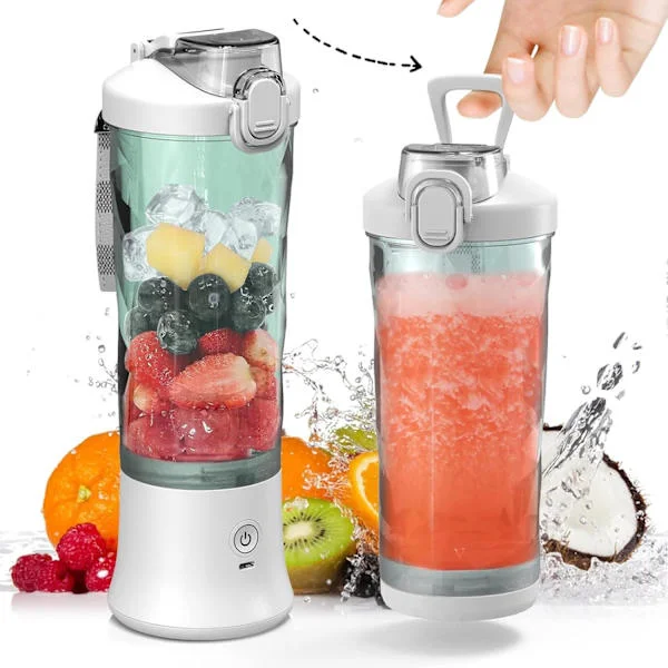 Kannettava tehosekoitin 600 ml tehosekoitin smoothie 22000 RPM tehokas smoothie-tehosekoitin 6 terällä pirtelöille ja smoothieille kannettava 