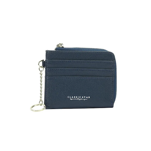 New Ladies Wallet 2025 Card Zipper Wallet PU Leather Small Card Holder Blue Blue