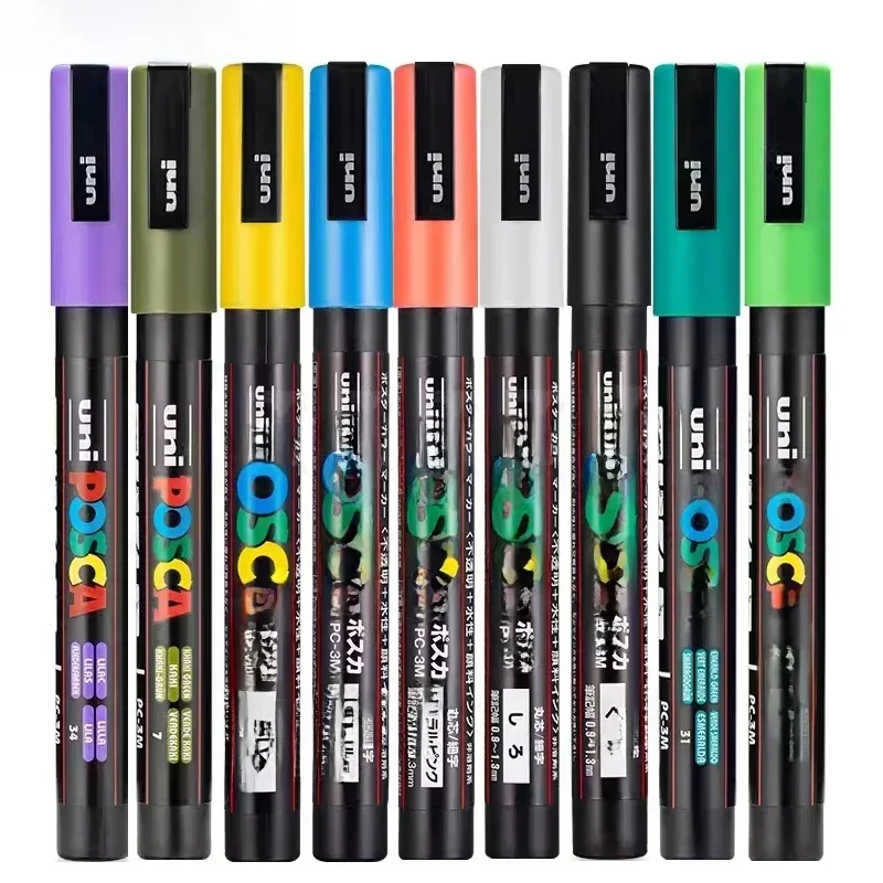 AliExpress - Uni Posca Full Marker PC-1M 3M 5M Multi-Colours Acrylic permanente rotulador Poster graffiti Painting Pen For Fabric Rock Metal