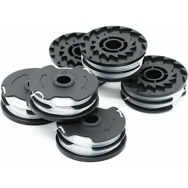 Set med 6 ersättningsspolar för LIDL Parkside PRTA 20-Li A1, B2, C3, PRT 550 A1, A3, PRT 300 A1-2 x 4 m 1,6 mm batteridriven grästrimmer