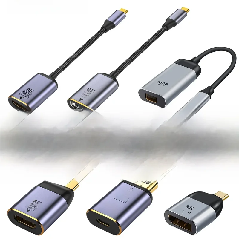 AliExpress - USB Typ C zu HDMI-kompatibel 8K USB C zu DP DisplayPort miniDP 4K VGA Adapter für Laptop MacBook TV Box PS5 Schalter iPad Galaxy