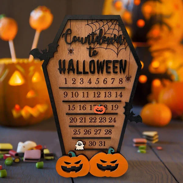 Halloween-kalender nedtelling gresskar flaggermus tre ornament veggdekorasjon hjem vegg tre hengende skilt