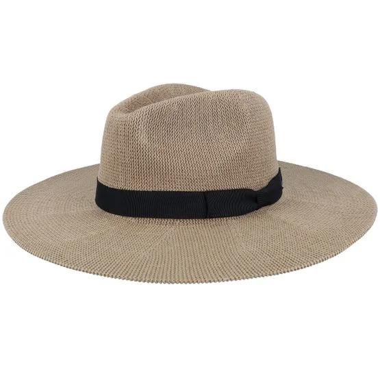 Brixton - Lyons Knit Packable Hat Dark Tan/Black Fedora Fedora Beige Hat - @ Hatstore