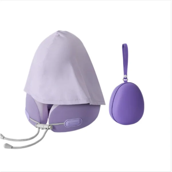 Hooded Memory Foam U-Shaped Travel Neck Pillow With Egg-Shaped Storage Pouch - Portable Polyester Travel Hoodie Pillow For Airplane Sleep And Fatigue