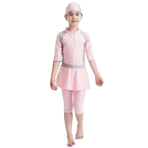 Perfekta piger Børn Muslimske badedragter Islamiske badedragter Mild hud Burkini badedragter Strandtøj - Perfet pink
