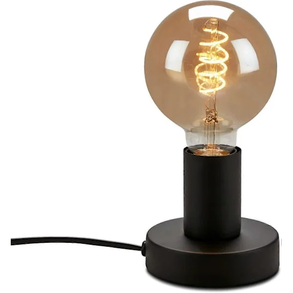 Bordslampa - Sänglampa - Design och funktionell - 1 x E27 max. 10 W med kabelswitch Svart 100 x 90 mm