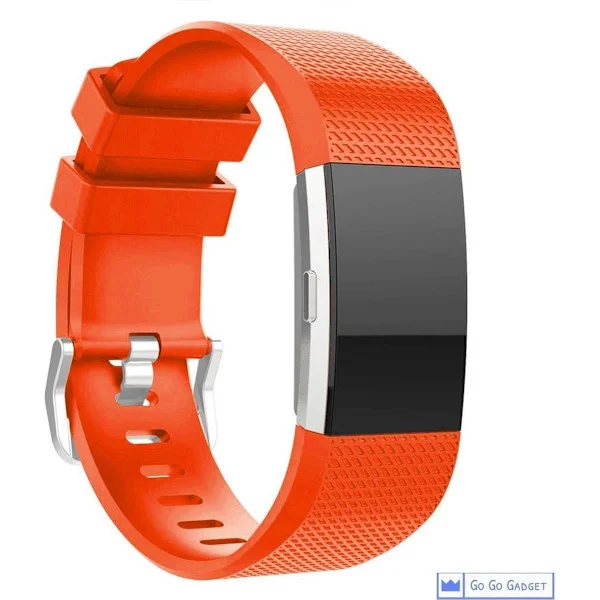 Klokkerem | passer til Fitbit Charge 2 | sportsarmbånd i silikon | aktivitetsmåler | oransje | stor