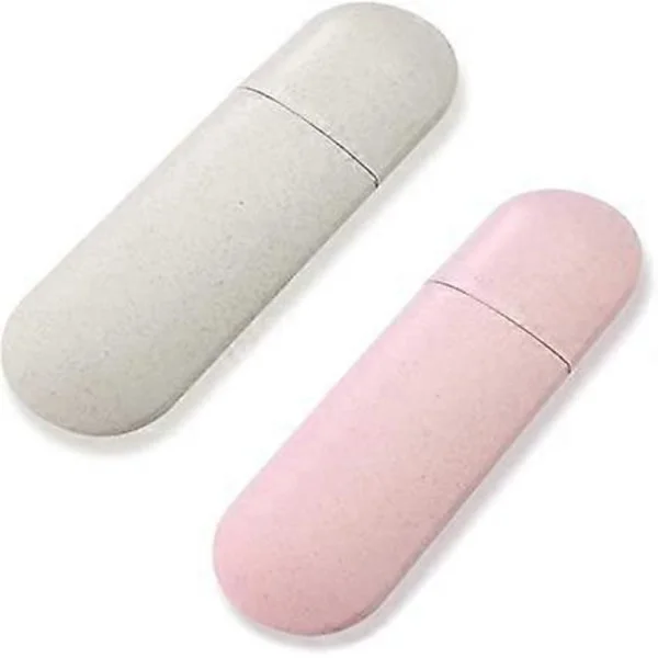(Rose, Beige) 2 stk. Tannbørsteetui, Portabelt Tannbørsteetui, Reise Tannbørstebeholder, for Utendørs Camping, Reiser og
