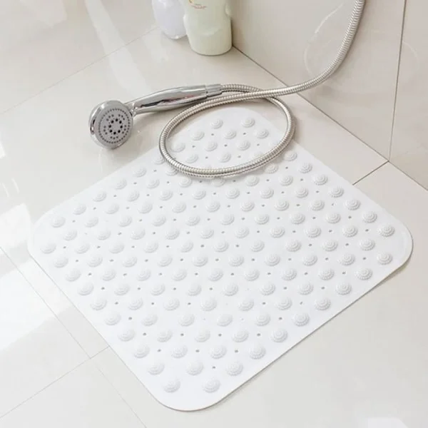 (VIT) 80x80CM Extra Stor Fyrkantig Badrumsmatta Duschmatta, VIPITH Halkfri Massage Sugkoppar Badrumsmatta, Vit