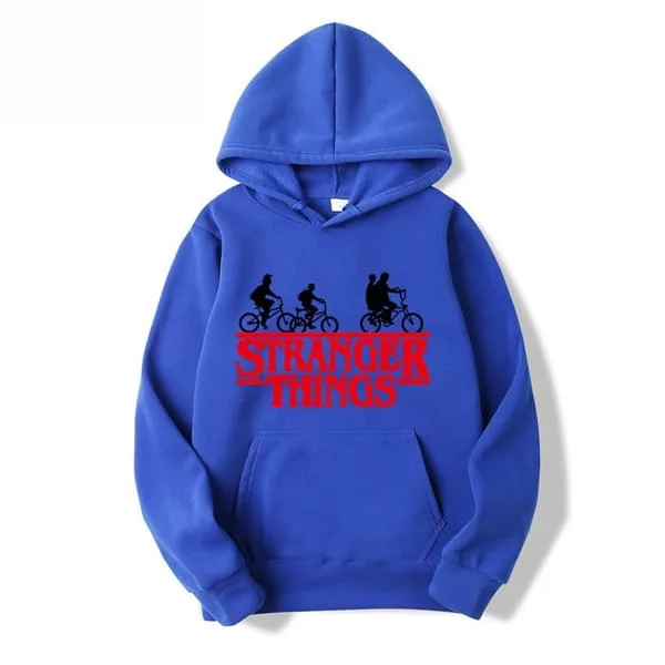 Stranger Things Printed Pullover Hoodie with Fleece Jacket - Royal Blue - Size XL Royal Blue Royal Blue Royal Blue