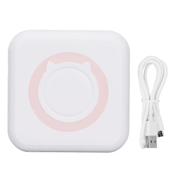 Bærbar skriver 200DPI Ergonomisk design Trådløs tilkobling Termisk papir Ingen blekk Miniskriver for hjemmekontor Rosa