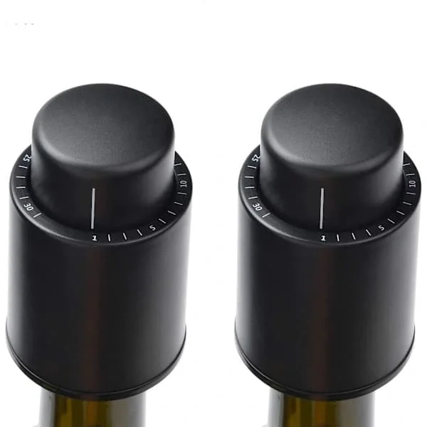 2-pack vacuum stoppers for bottles with time scale, champagne vacuum stoppers, reusable bottle stoppers.