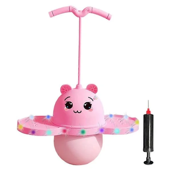 Pogo Ball med håndtak Brett Hoppeball for utendørsøvelser Innendørs Rosa