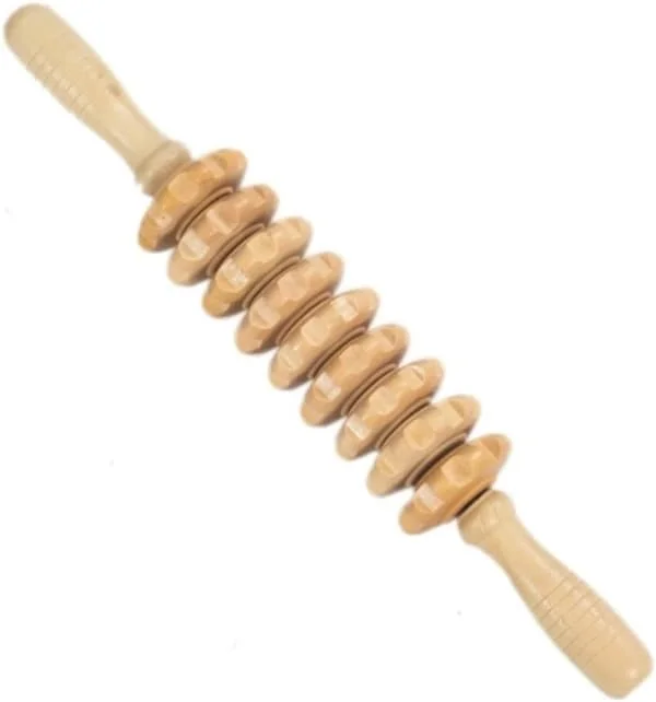 Massagebold - Massagerulle i træ - Håndmassageværktøj til muskelafslapning - Anti-cellulite & bindevævsmassage - Velegnet til ben, ryg