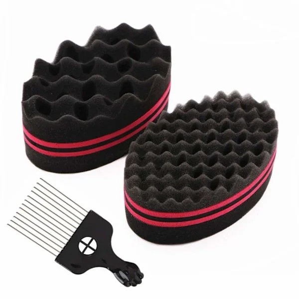 Magic Curl Svamp Twist Svamp Dubbelsidig Hårborste Svamp Hår Svamp Twist Curl Svamp Magisk Hårflätare Spiraler Dreadlock Curl Borste 2-pack