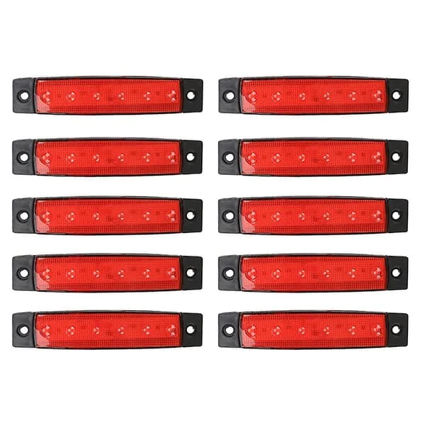 10 stk 12V LED Røde Posisjonslys Sidemarkørlampe Indikatorlysstripe Lastebil Tilhenger Lorry