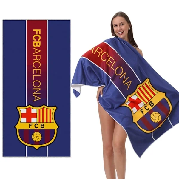 FC Barcelona badehåndkle 70x140cm, absorberende mikrofiber hurtigtørkende håndkle mykt komfortabelt badehåndkle