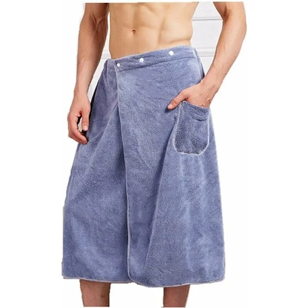 Badlakan Justerbar Badlakan för Män med Knappstängning Stor Super Mjuk och Absorberande Badlakan med Fick 80x150cm
