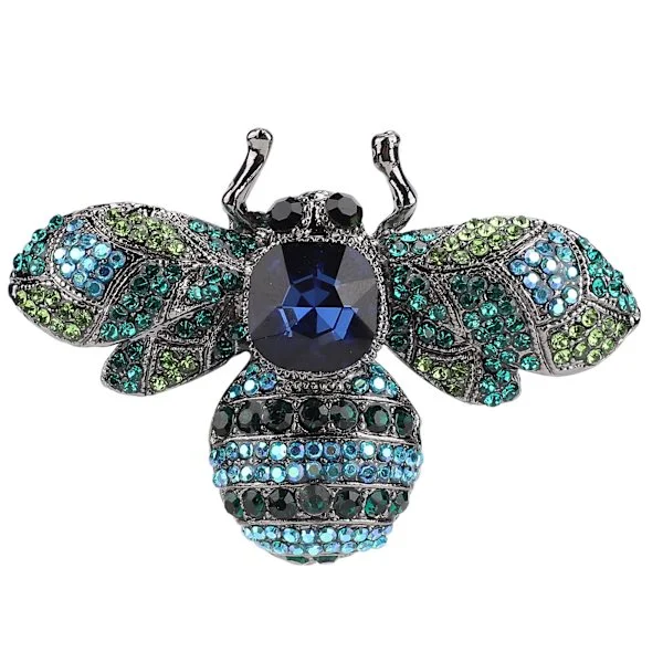 Broche Smykker Retro Bi Form Legering Attraktiv Dekorativ Rhinestones Nål Ornament til Frakke Jakkesæt Blå
