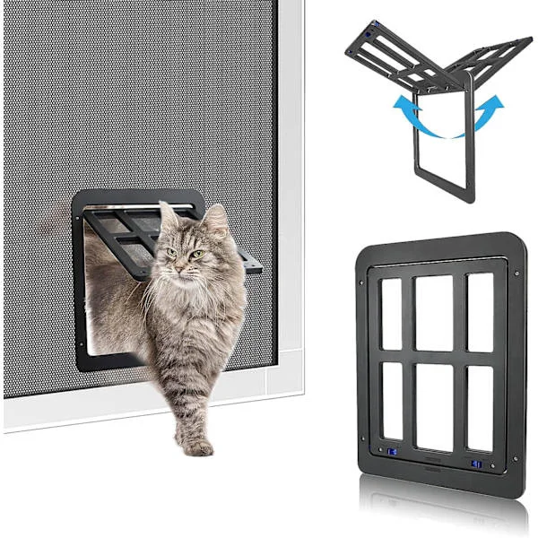 Kattlucka Flugnät Automatisk Stängning, Hundlucka Med Magneter Låsbar, Hundlucka Flugnät Balkongdörr Med Kattlucka Husdjurslucka