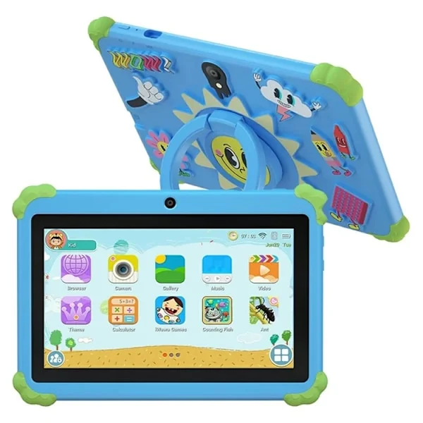 Surfplatta För Barn Q88 1+16G Android 10 med Kickstand Skal - Blå