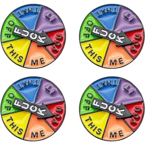 4 Fargerike platespiller-pins Roterende emaljebrosjer Lykkehjul-pins Søte emaljepins Morsomme emaljemerker Jakke-pins Veske-brosjer