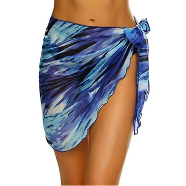 Korte strand-saronger for kvinner, Chiffon, badetøy-overdel, bikini-wrap-skjørt, sideåpen for sommeren
