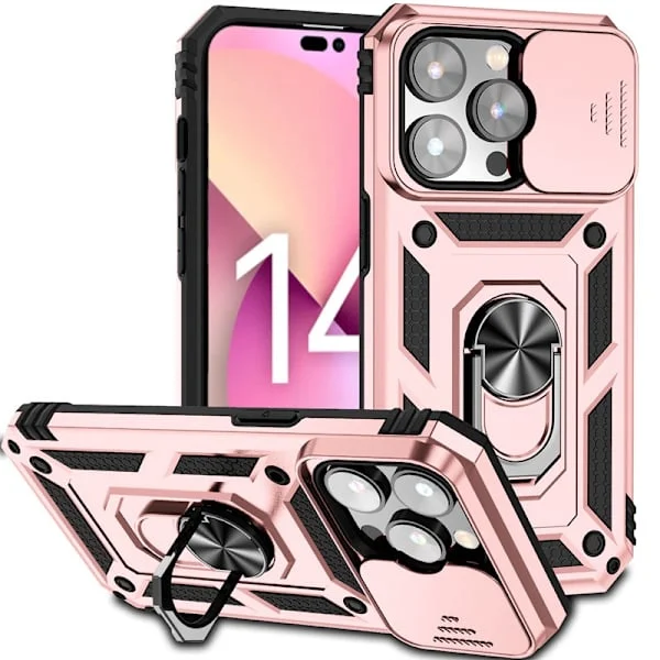 Fodral för iPhone 15 Sergeants Sliding Window Ring Rose Gold