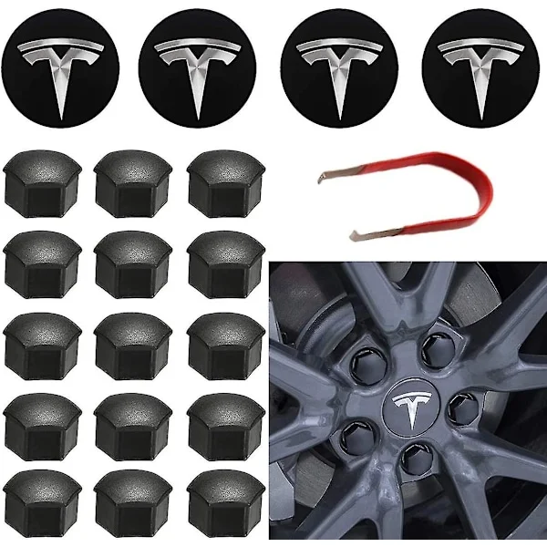 Tesla Hjulkapsel Sentersett Hjulmutterdeksel Senter Modifikasjonsdeksel For Modell Y Modell 3 Modell S Modell X-AD10-