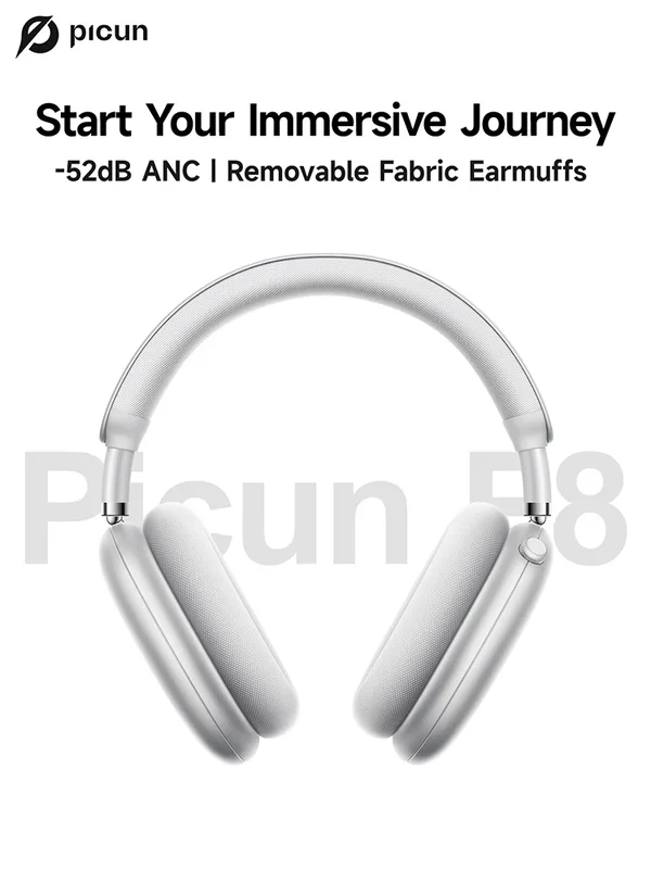 AliExpress - Picun F8 Pro ANC Draadloze hoofdtelefoon 3D Ruimtelijk audio Head Tracking -52dB ANC HIFI Bluetooth-headset ENC HD Microfoon APP met lage