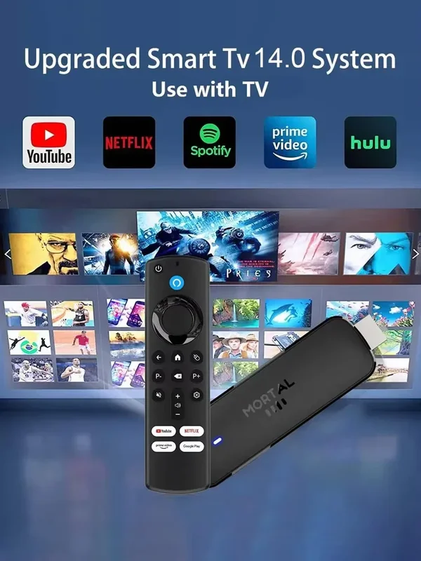 AliExpress - Clé TV Mortal Q8 Android14 WIFI6 Contrôle vocal Clé TV 8K vidéo RK3518 Netflix YouTube TV box Streaming TV en direct gratuit