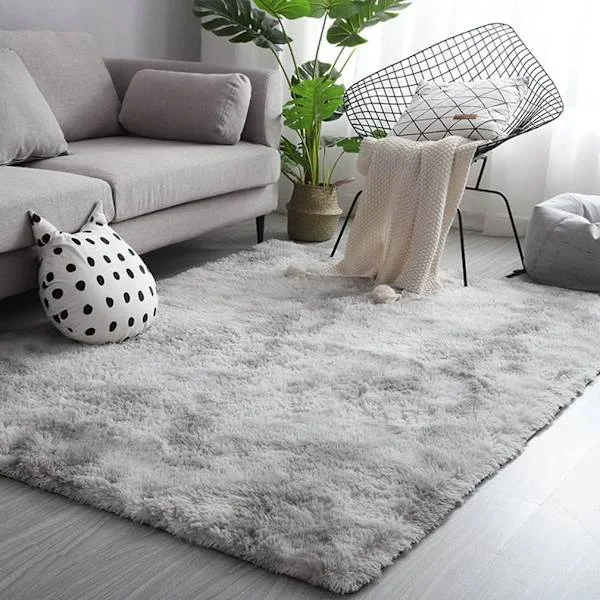 Hög luggmatta 120 x 160 cm grå - vit modern fluffig mjuk matta