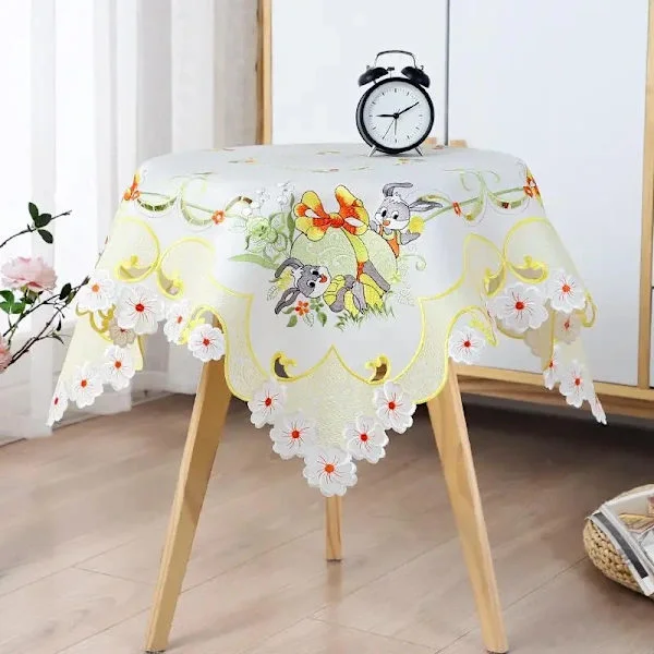 85cm Het Europa Jul Hotell Sateng Bryllup Blonde Brodert Duk Håndkle Kjøkken Klut Fest Bursdagsdekor Gul 85X85cm Yellow 85X85cm