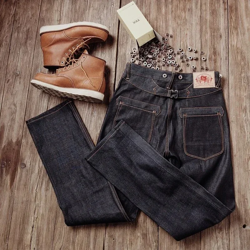 AliExpress - Jean de forgeron rouge Tornado pour hommes, pantalon en denim à lisière brute avec boucle arrière, 3 types