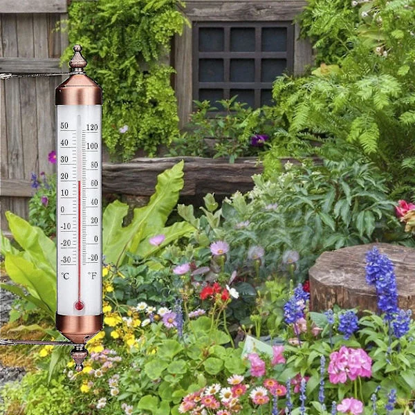 Utomhustermometer för trädgård, stor utomhustermometer, för trädgård växthus uteplats sol uteplats skjul distributionsvägg klassisk termometer inomhus