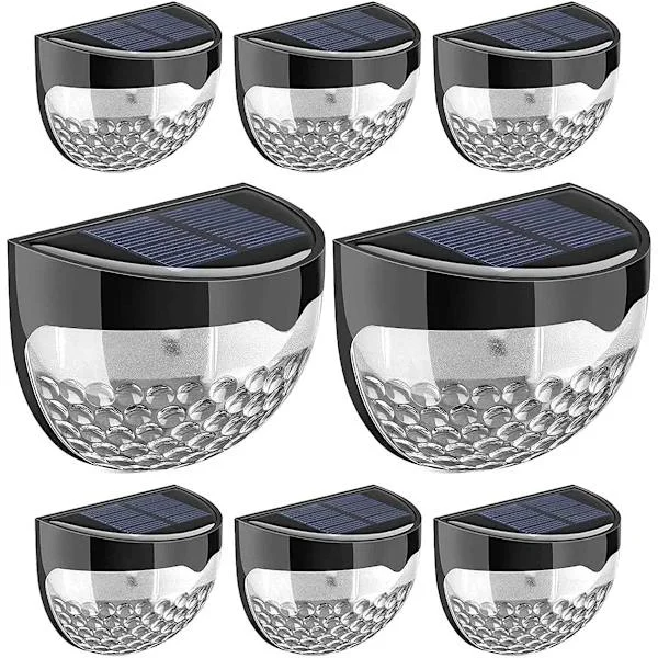 QASIMOF Solcellsdriven Staketbelysning Dekorativa LED Trädgårdslampor Vattentäta Solcellsdrivna för Uteplats Gård Garage Trappa Grind Vägg (8-pack)
