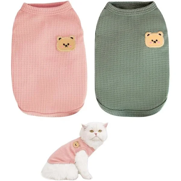 2 stk. Vaffel Katte Sweater, Katte Tøj, Lille Hunde Sweater, Kæledyrs Katte Sweater, Hunde Sweaters, Varm Katte Sweater, Kæledyrs Vest til Små Medium 