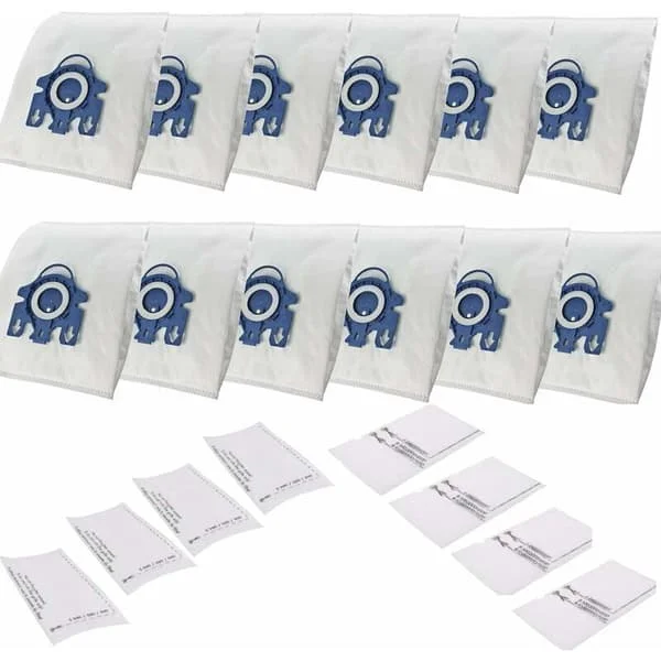 Förpackning med 12 dammsugarpåsar kompatibla med Miele GN 3D Complete C2-C3 Classic C1 Cat & Dog S 8340 Powerline Silence Ecoline